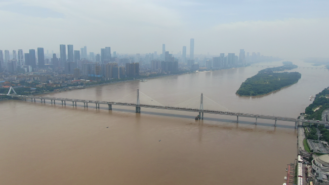 城市航拍湖南长沙银盆岭大桥地标