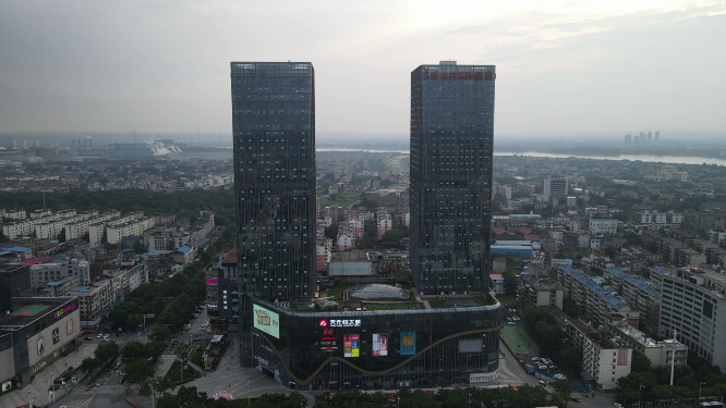 城市航拍湘潭开元湘潭中心湘潭双塔