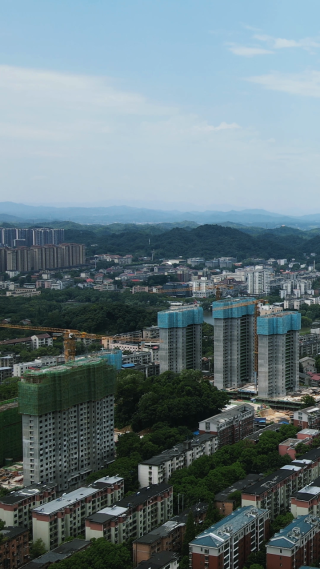 城市航拍益阳城市建设竖屏 