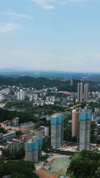 城市航拍益阳城市建设竖屏
