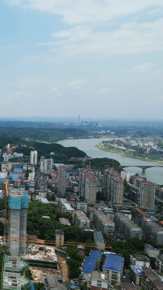 城市航拍益阳城市建设竖屏 