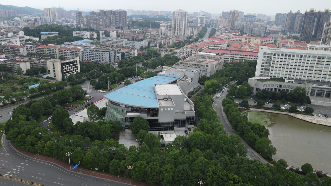 城市航拍益阳大剧院地标建筑