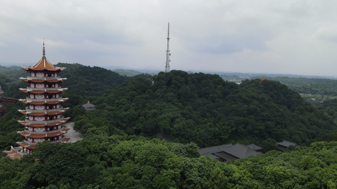 城市航拍益阳电视塔地标建筑