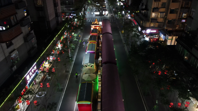 城市航拍福州达明路美食街夜景航拍