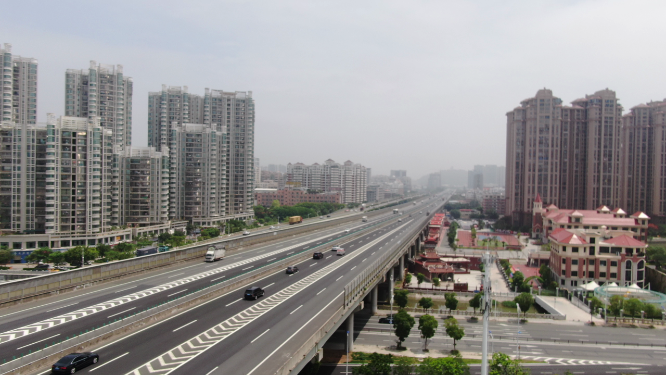 城市航拍福建泉州城市大道交通