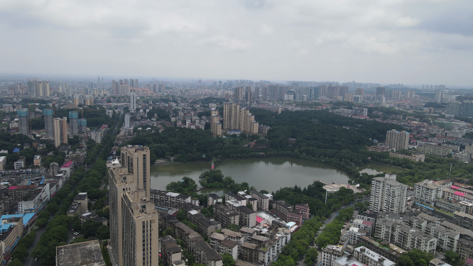 航拍航拍湖南益阳秀峰湖