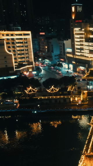 城市航拍贵州铜仁城市夜景