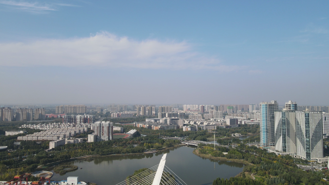 城市航拍郑州绿地双子塔