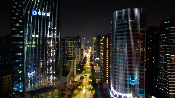 城航拍湖北宜昌城市夜景灯光