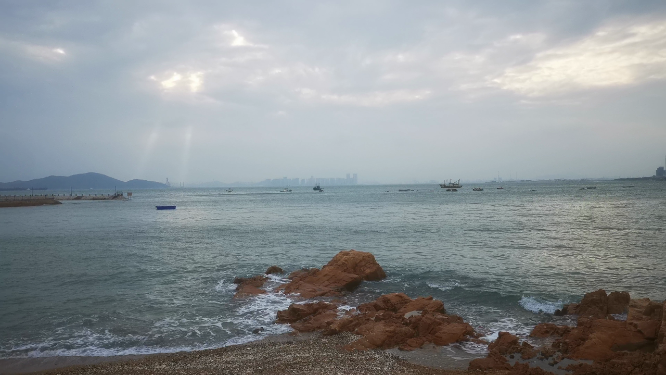 大海海浪沙滩礁石实拍
