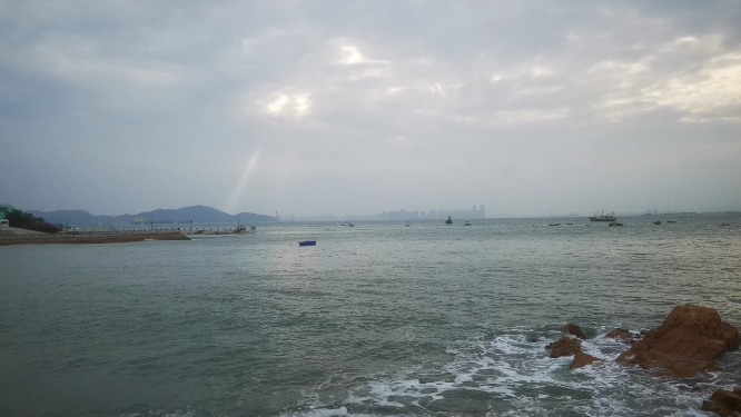大海海浪沙滩礁石实拍