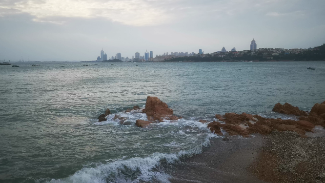 大海海浪沙滩礁石实拍
