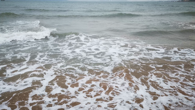 大海海浪沙滩礁石实拍