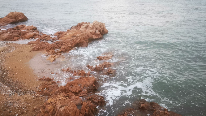 大海海浪沙滩礁石实拍