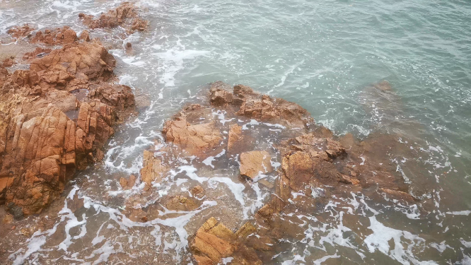 大海海浪沙滩礁石实拍