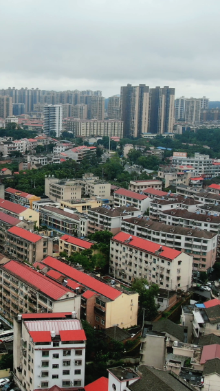 航拍娄底双峰城市风光