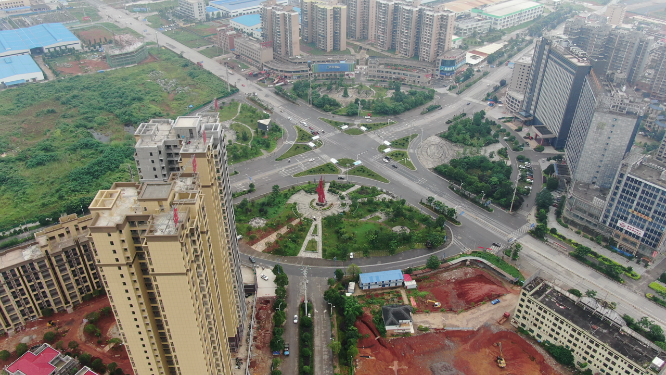 航拍湖南娄底双峰县建设