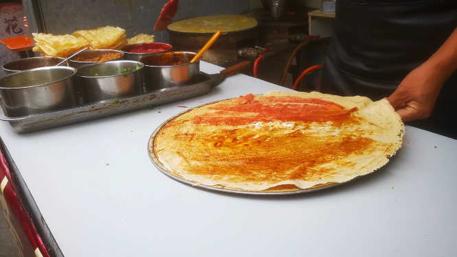 实拍美食手抓饼制作