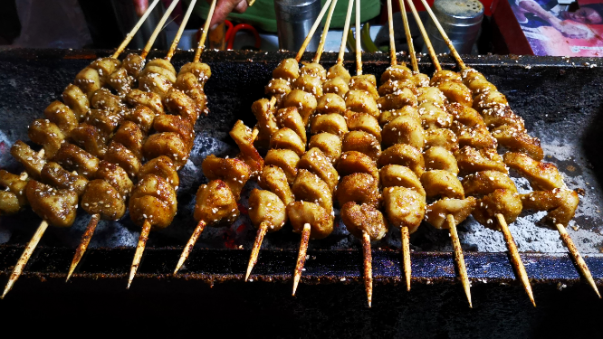 实拍美食烤面筋