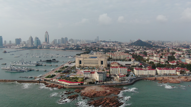 山东青岛沿海风光航拍