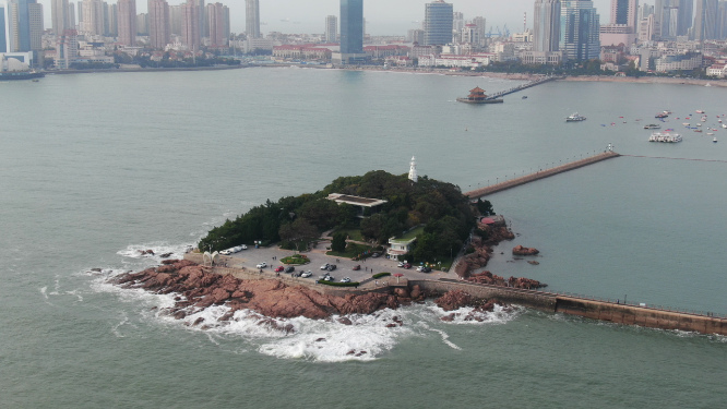 山东青岛沿海风光航拍