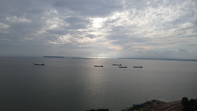 湖南岳阳洞庭湖风景航拍