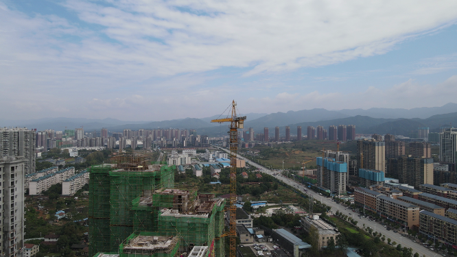 房地产工业施工吊塔航拍