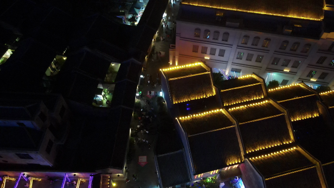 广西南宁三街两巷历史文化街区夜景航拍