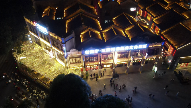 广西南宁三街两巷历史文化街区夜景航拍
