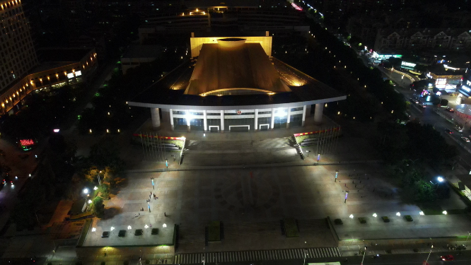 广西南宁人大常委会夜景航拍