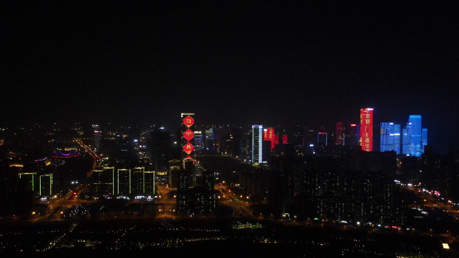 广西南宁城市夜景灯光航拍