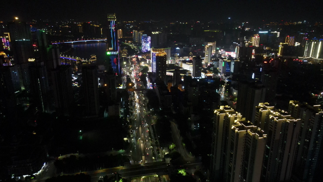 广西南宁城市夜景航拍