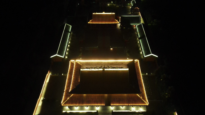 广西南宁孔庙夜景灯光航拍