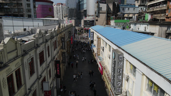 广西南宁新宁路步行商业街航拍