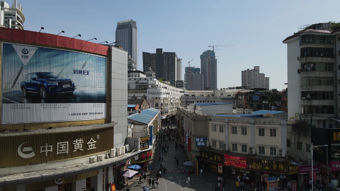 广西南宁新宁路步行商业街航拍