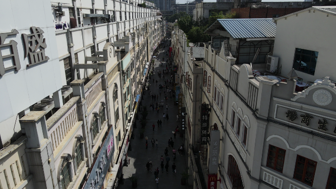 广西南宁新宁路步行商业街航拍