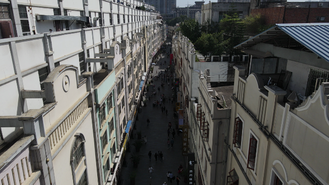 广西南宁新宁路步行商业街航拍