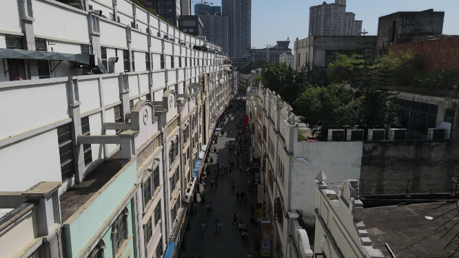 广西南宁新宁路步行商业街航拍