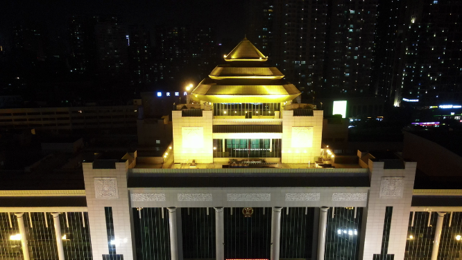 广西南宁民族广场夜景航拍