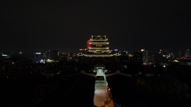 广西南宁邕州阁夜景航拍