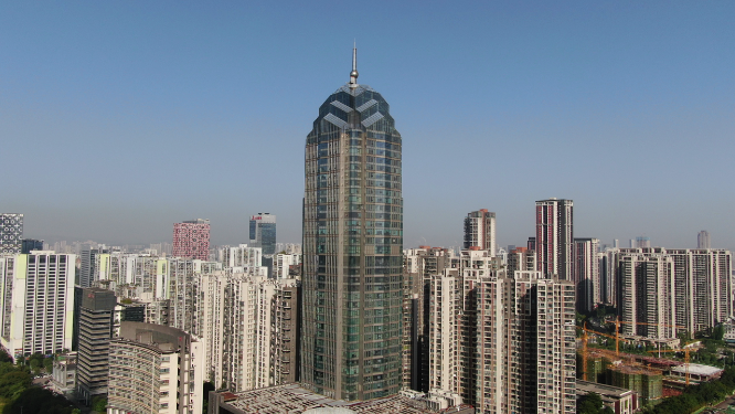 广西柳州城市商务建筑高楼大厦航拍