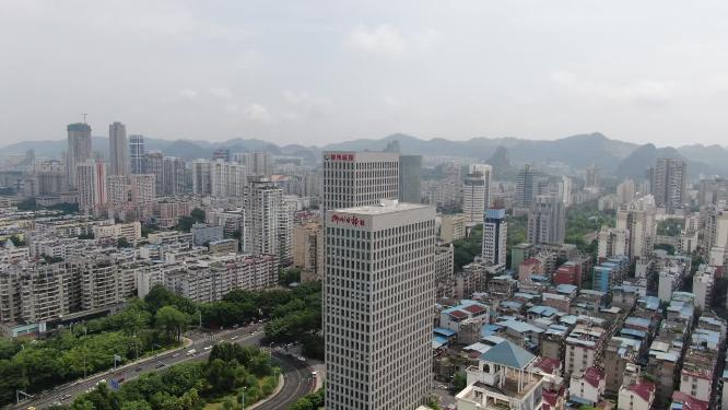 广西柳州新城高楼建筑航拍