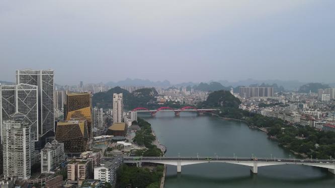 广西柳州柳江桥梁航拍