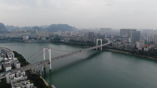 广西柳州红光大桥交通航拍