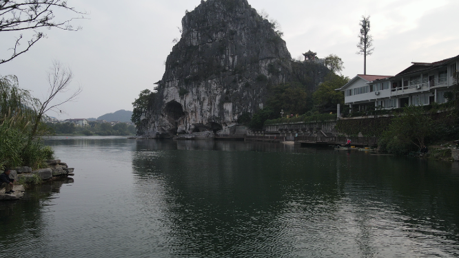 广西桂林伏波山景区航拍 
