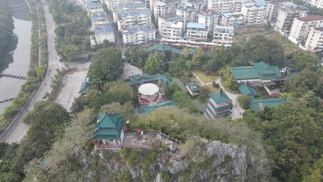 广西桂林虞山公园航拍 
