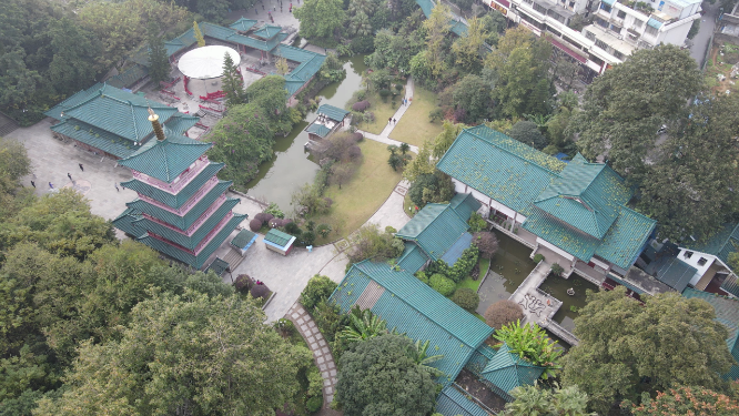 广西桂林虞山公园航拍 