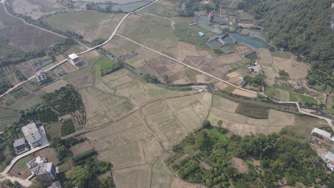 广西桂林阳朔美丽乡村田园山峰航拍
