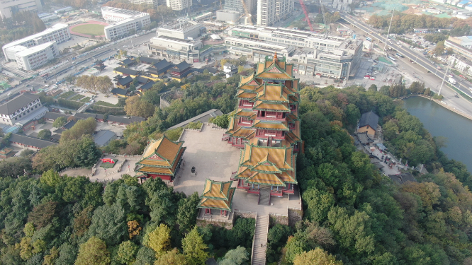 旅游景区南京阅江楼古建筑航拍