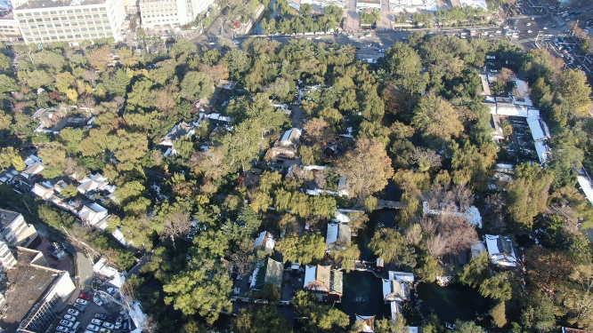 旅游景区山东济南趵突泉5A景区航拍